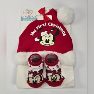 Disney Baby Minnie Mouse Christmas Hat and Socks Set